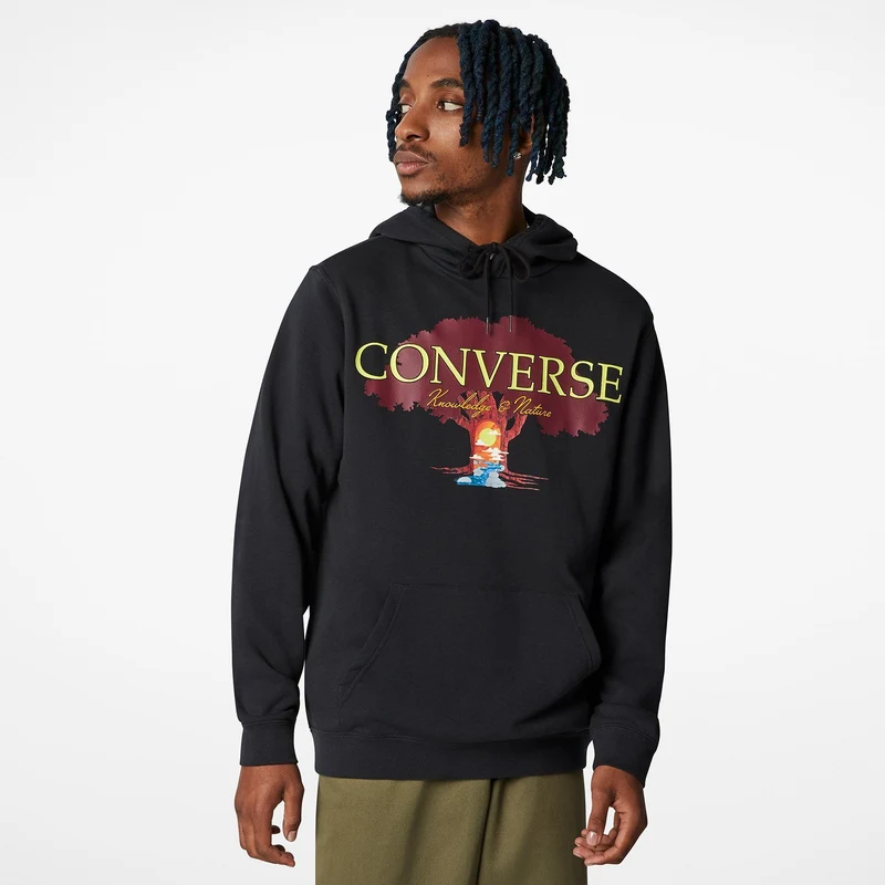 Converse Tree Of Life Pullover Erkek Siyah Hoodie Sweatshirt GU9511