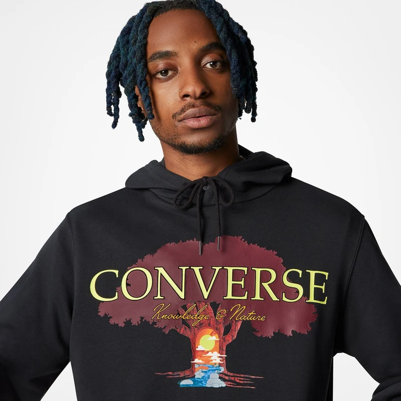 Converse Tree Of Life Pullover Erkek Siyah Hoodie Sweatshirt GU9511