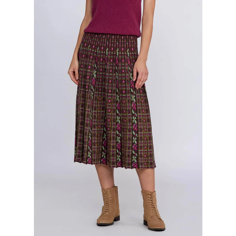 Jacquard Pattern Flare Knit Skirt