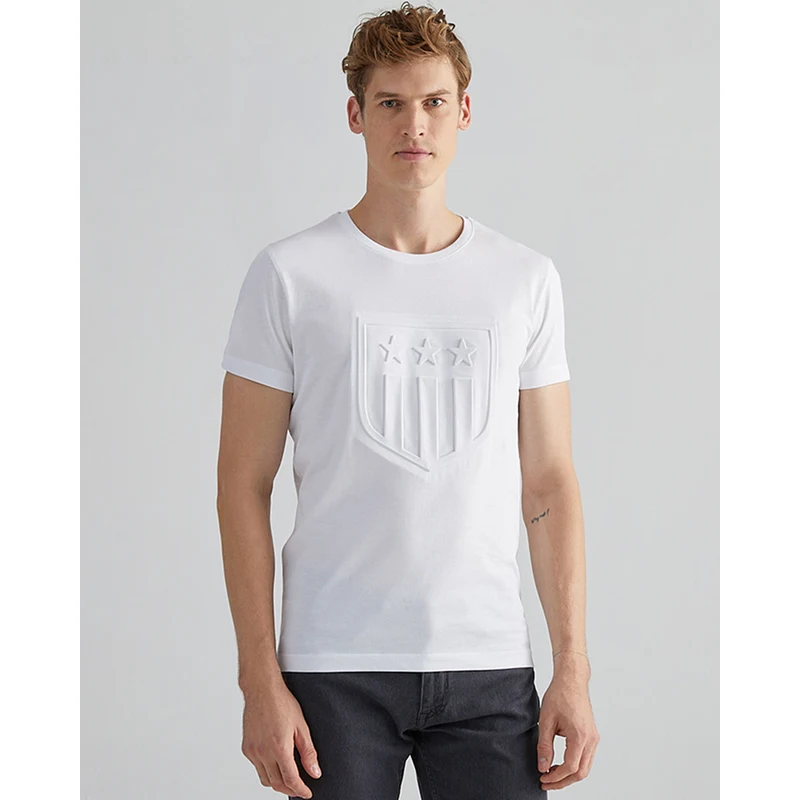 GANT Erkek Beyaz Regular Fit Bisiklet Yaka Logolu T-shirt TZ9047