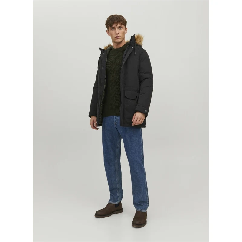 Jack & Jones Siyah Erkek Kapüşonlu Mont 12211948_JJWINNER PARKA FUR Jack & Jones Siyah Erkek Kapüşonlu Mont 12211948_JJWINNER PARKA FUR