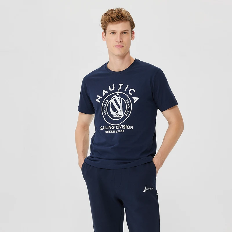 NAUTICA ERKEK LACİVERT STANDART FIT KISA KOLLU T-SHIRT