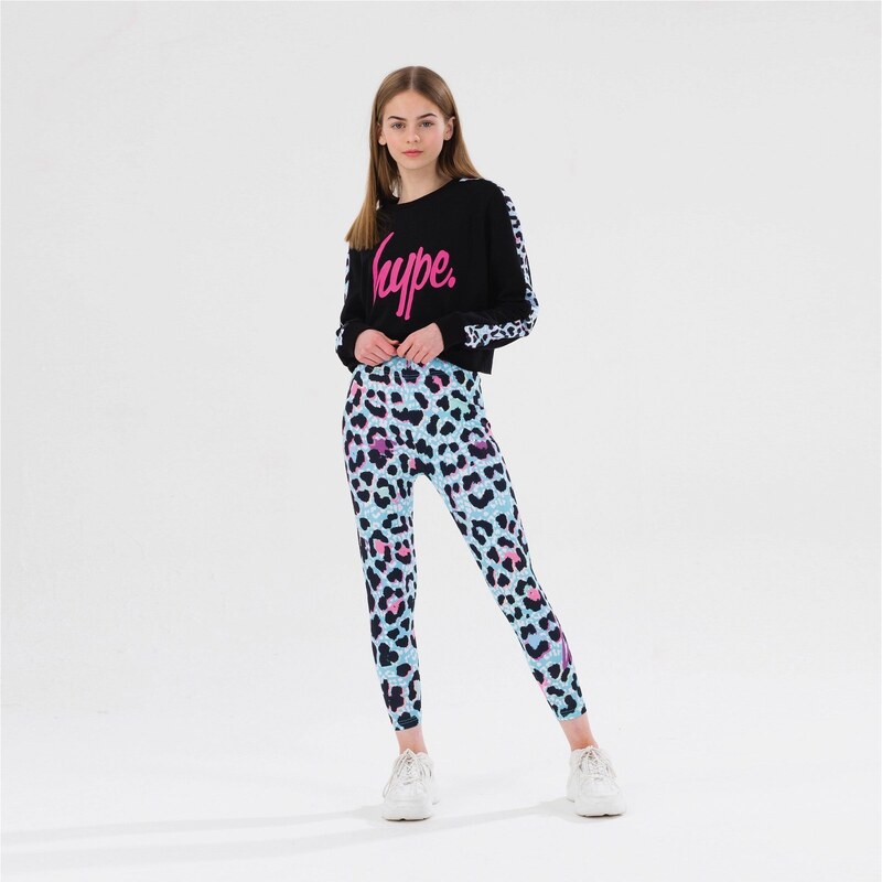 HYPE Ice Leopard Script Crew Çocuk Siyah Sweatshirt.34-ZVLR-237.BLK