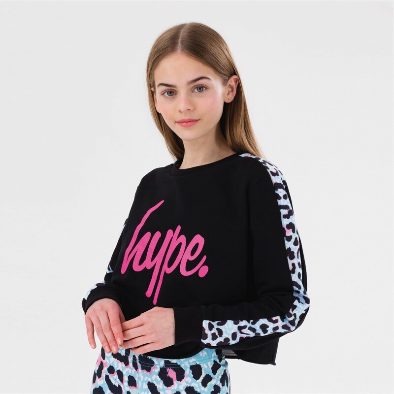 HYPE Ice Leopard Script Crew Çocuk Siyah Sweatshirt.34-ZVLR-237.BLK