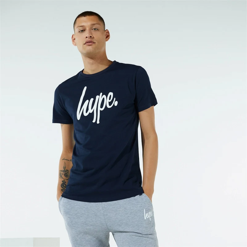 HYPE Script Erkek Lacivert T-Shirt.34-BAS17004.NVY
