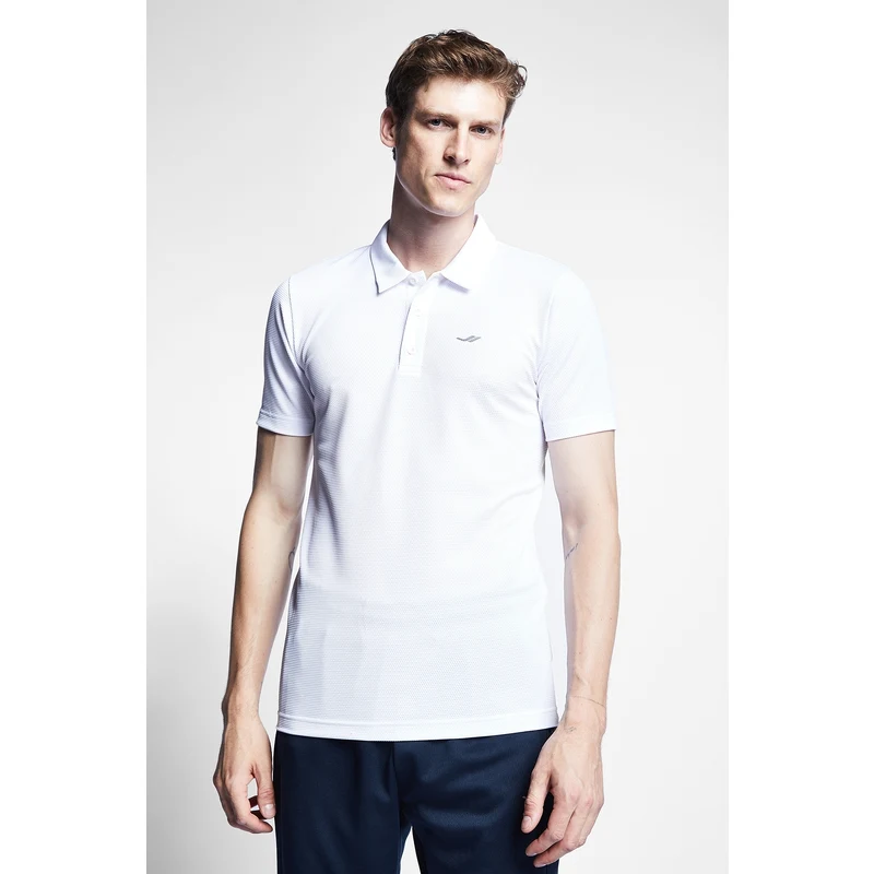 LESCON Beyaz Erkek Kısa Kollu Polo Yaka T-Shirt 23S-1297-23B
