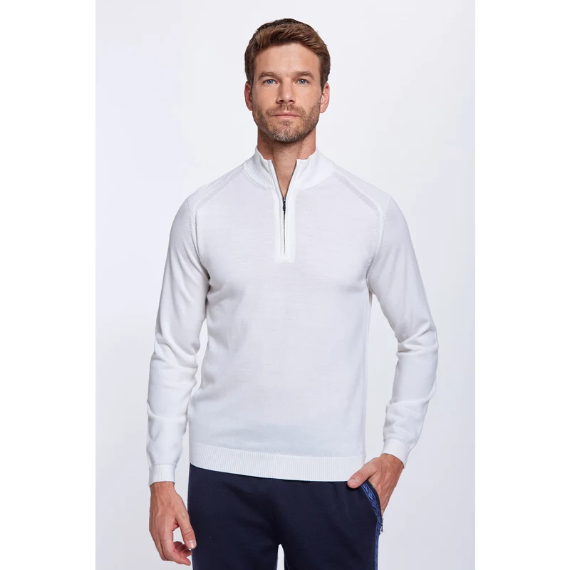 Hemington Fermuarlı Merino Yün Ekru Activewear Triko Hemington Fermuarlı Merino Yün Ekru Activewear Triko