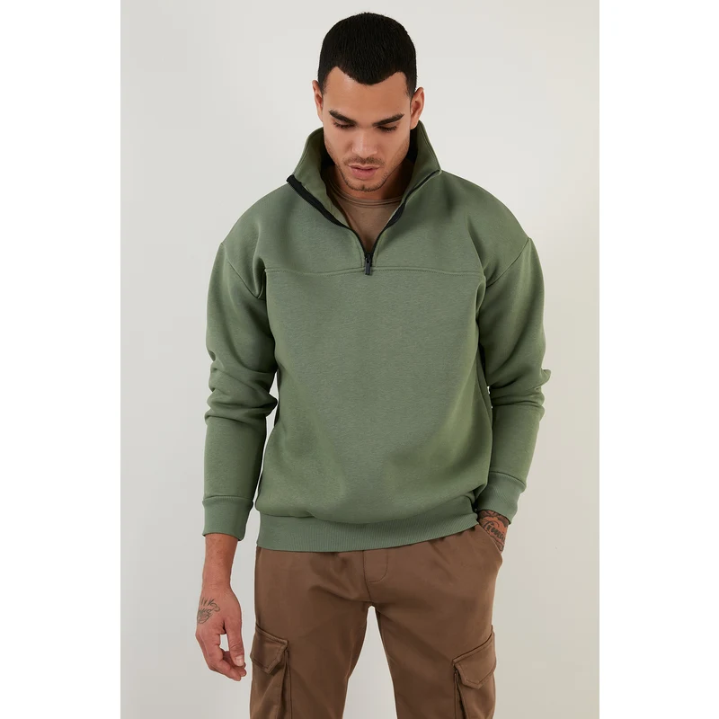 Buratti Regular Fit Pamuklu İçi Tüylü Yumuşak Şardonlu Kışlık Erkek Sweat 59053431 Elma