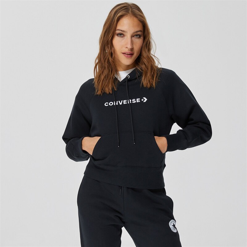 Converse Wordmark Fleece Pullover Kadın Siyah Sweatshirt.10023717.001
