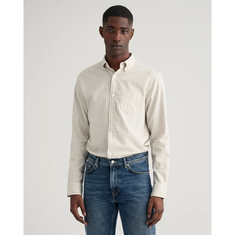 Gant Erkek Krem Regular Fit Düğmeli Yaka Kareli Gömlek Gant Erkek Krem Regular Fit Düğmeli Yaka Kareli Gömlek