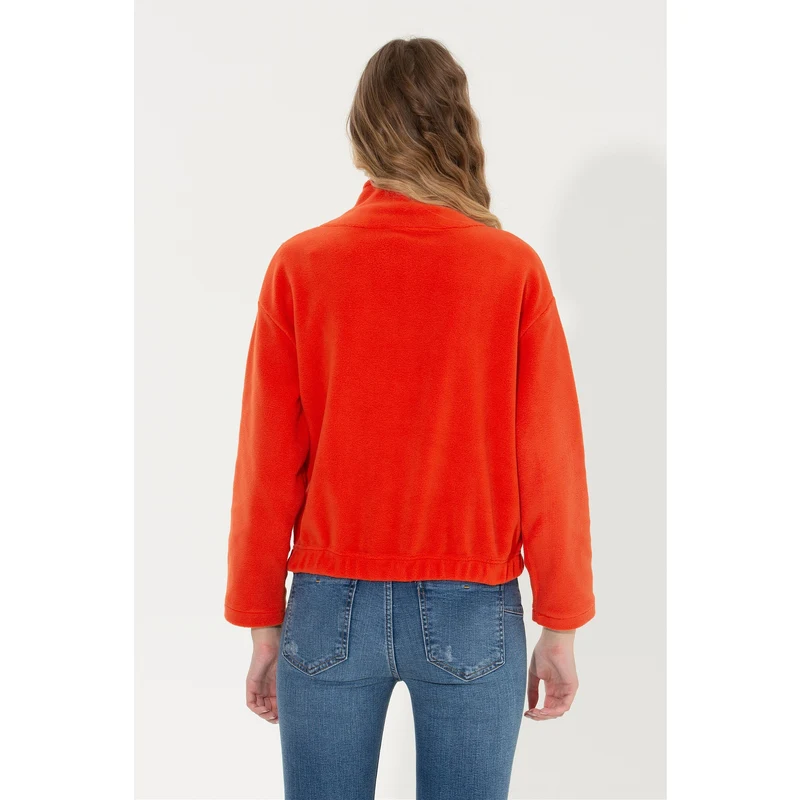 U.S. Polo Assn. Kadın Kırmızı Dik Yaka Sweatshirt BY7440