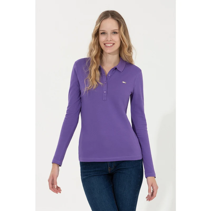 U.S. Polo Assn. Kadın Violet Basic Polo Yaka Sweatshirt