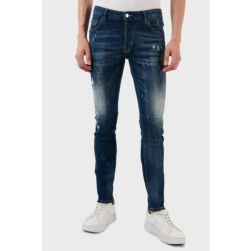 Exxe Yüksek Bel Slim Fit Dar Paça Pamuklu Jeans Erkek Kot Pantolon 629dsk001 Mavi