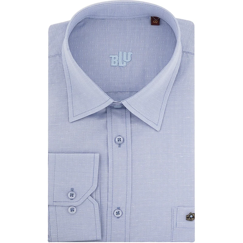 BLU İtalyan Alttan Düğmeli Yaka Klasik Gömlek
