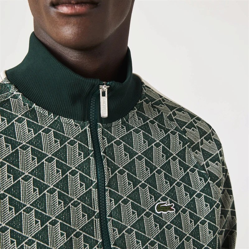 Lacoste Erkek Regular Fit Fermuarlı Monogram Yeşil Sweatshirt TZ9430