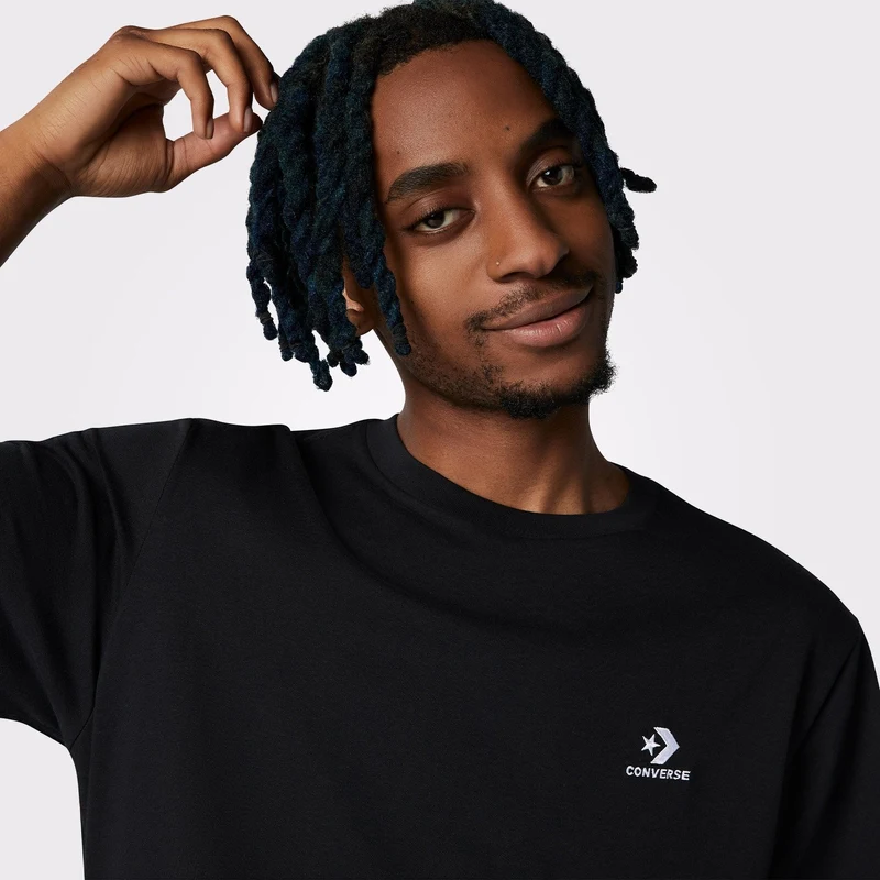 Converse Go-To Embroidered Star Chevron Unisex Siyah T-Shirt.10023876.001 GU10126
