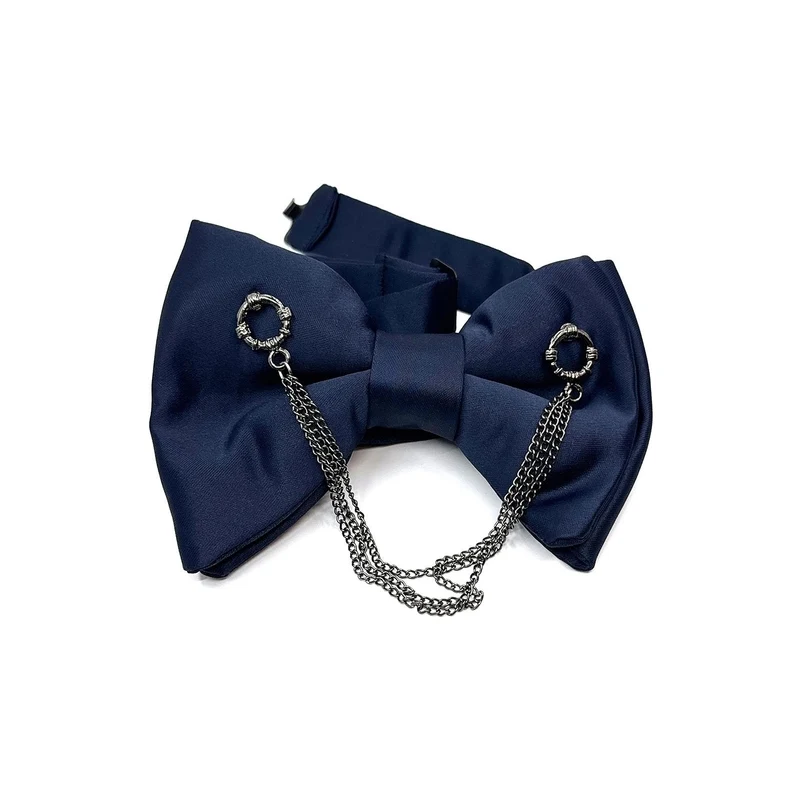 Kravatkolik Navy Blue Chain Tuxedo Bow Tie P1042
