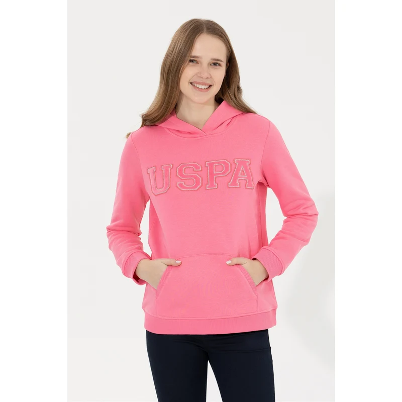 U.S. Polo Assn. Kadın Pembe Kapüşonlu Basic Sweatshirt U.S. Polo Assn. Kadın Pembe Kapüşonlu Basic Sweatshirt