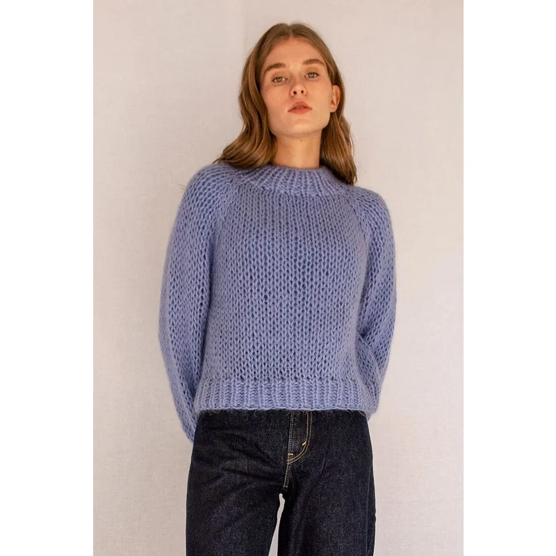 Plexida Relaxed Mohair Sweater In Sky Plexida Relaxed Mohair Sweater In Sky