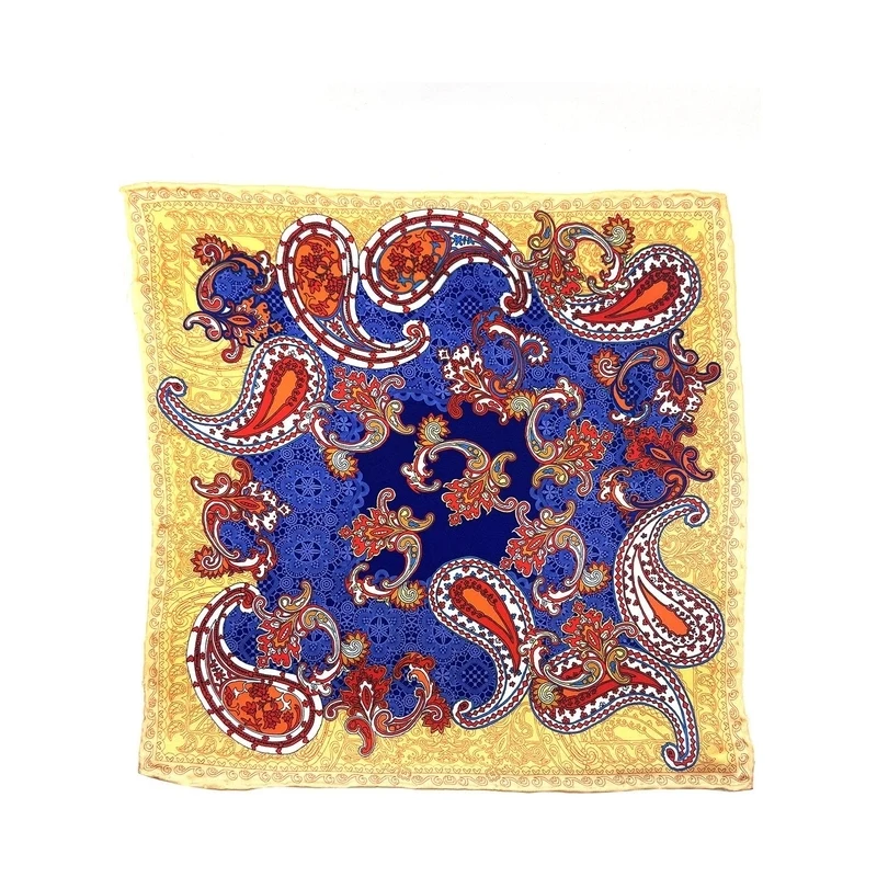 La'Pescara Sarı - Mavi Motif Desen Erkek Cep Mendili SPS555-32