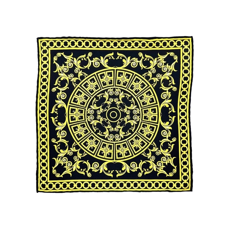Kravatkolik Siyah - Sarı Motif Desen Erkek Cep Mendili SPS541-11