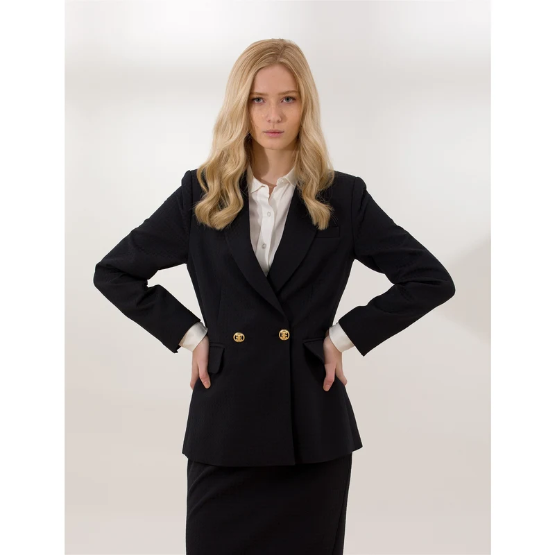 Pierre Cardin Siyah Kruvaze Ceket