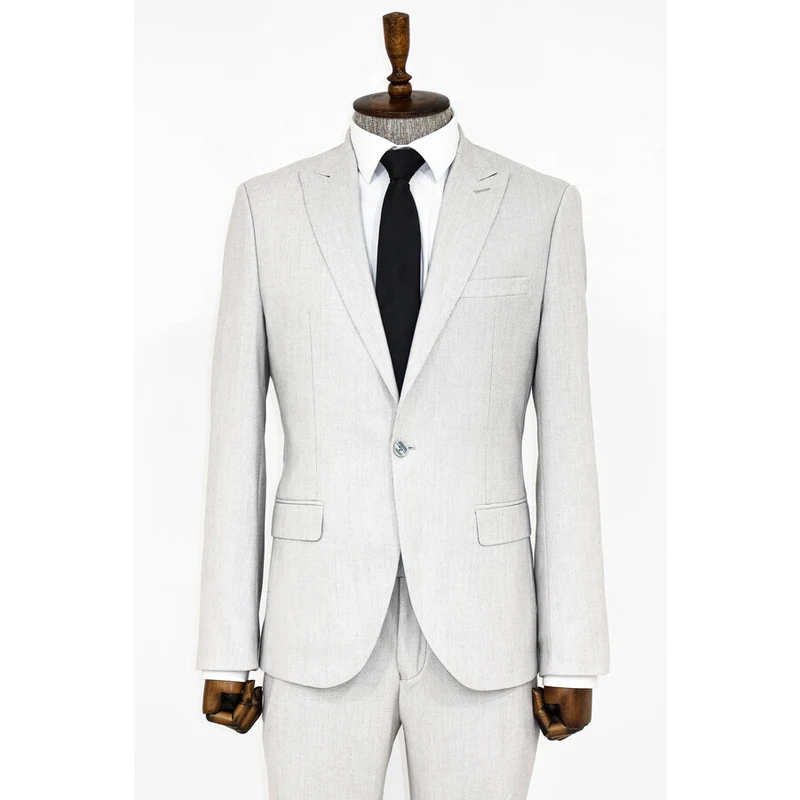 Wessi Plain 2 Piece Slim Fit Light Grey Men Suit