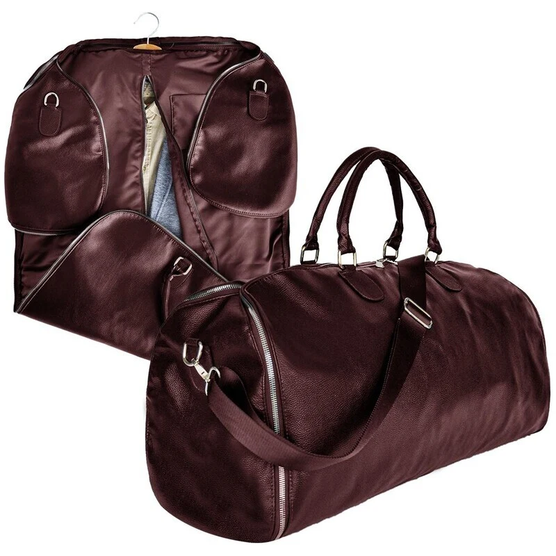 Wessi Business Leather Burgundy Men Roll Up Garment Bag