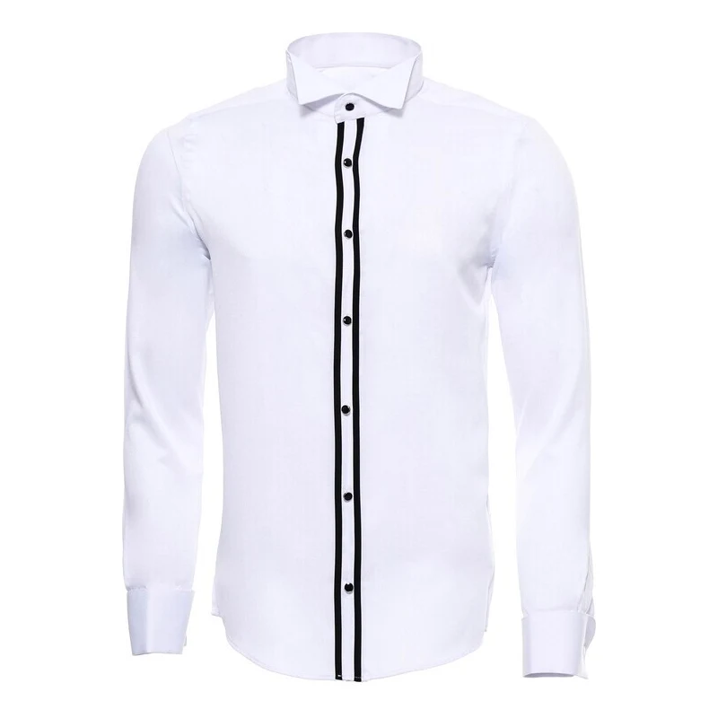 Wessi White Stand Collar Formal Shirt