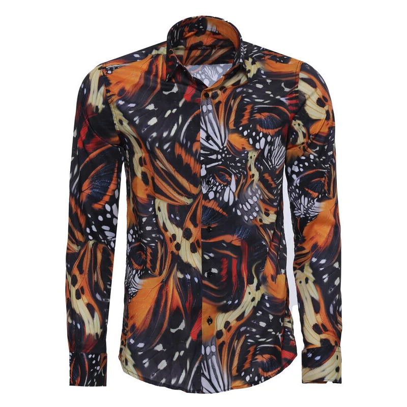 Wessi Animal Patterned Long Sleeves Multicolor Men Shirt