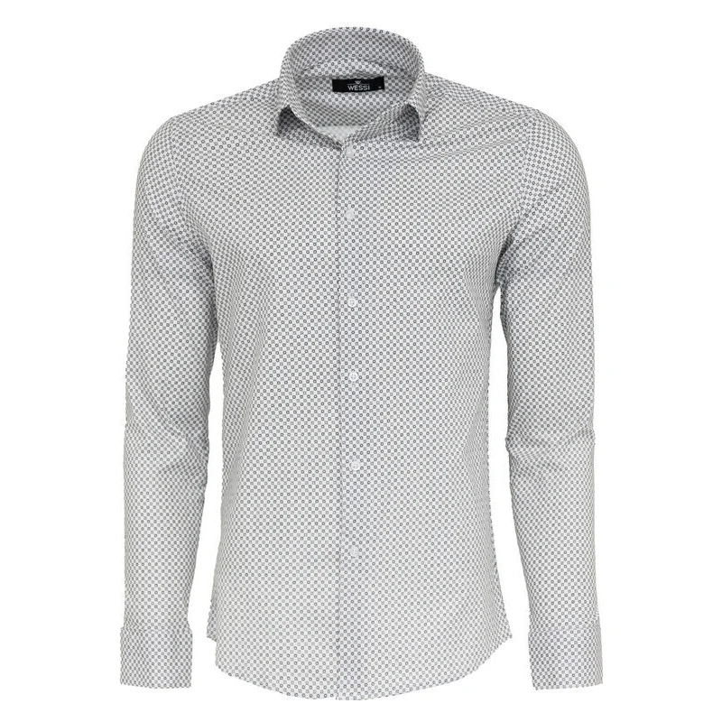 Wessi White Tiny Check Patterned Slim Fit Shirt