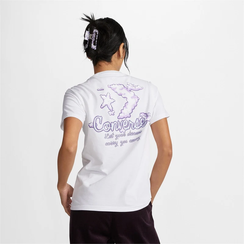 Converse Seasonal Graphic Word Art Kadın Beyaz T-Shirt.10024536.102