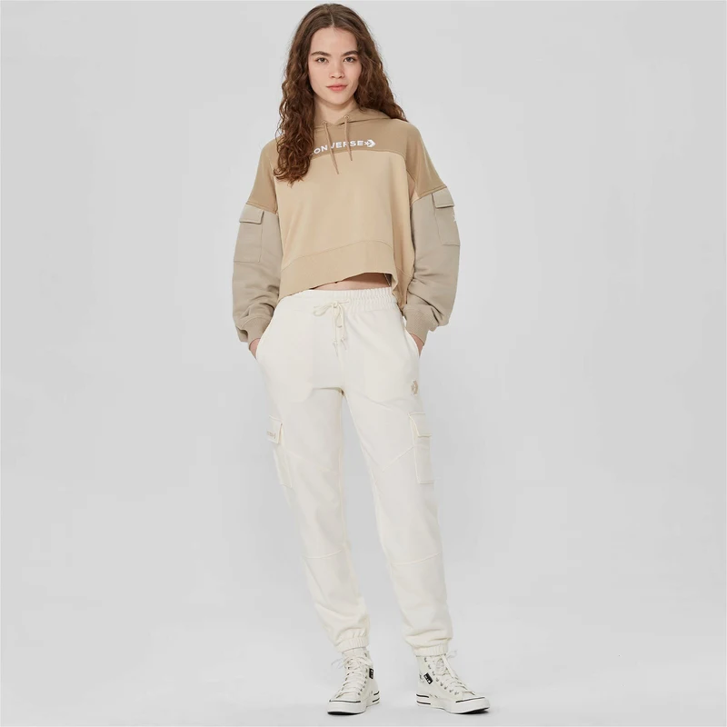 Converse Fashion Knit Cargo Jogger Kadın Krem Rengi Eşofman Altı