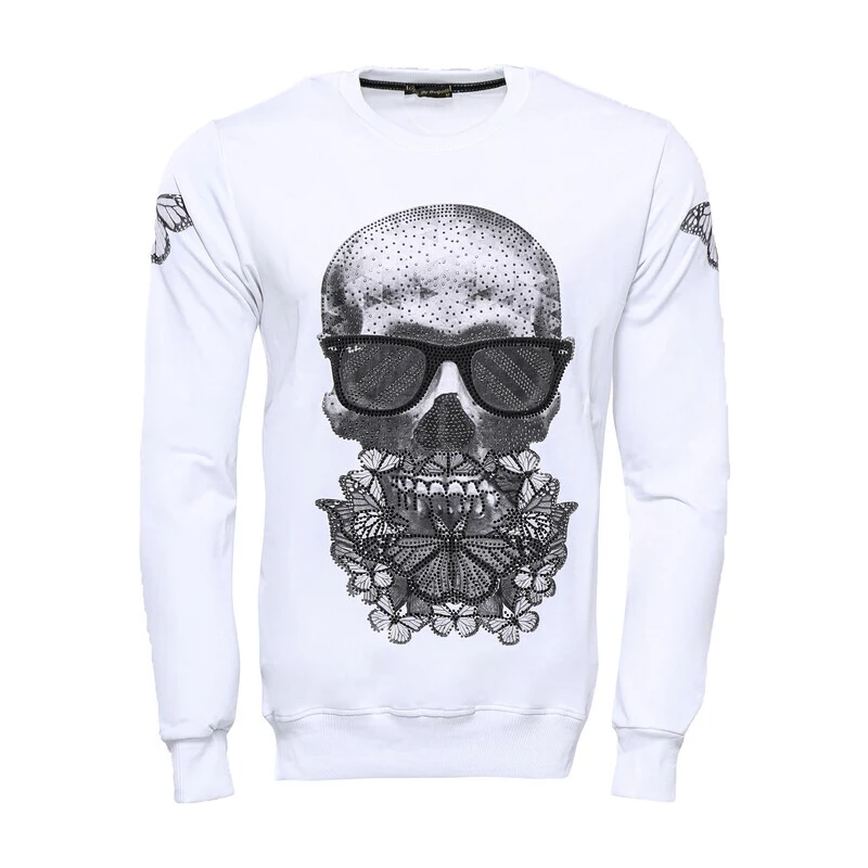Wessi Skull Printed White Sweatshirt