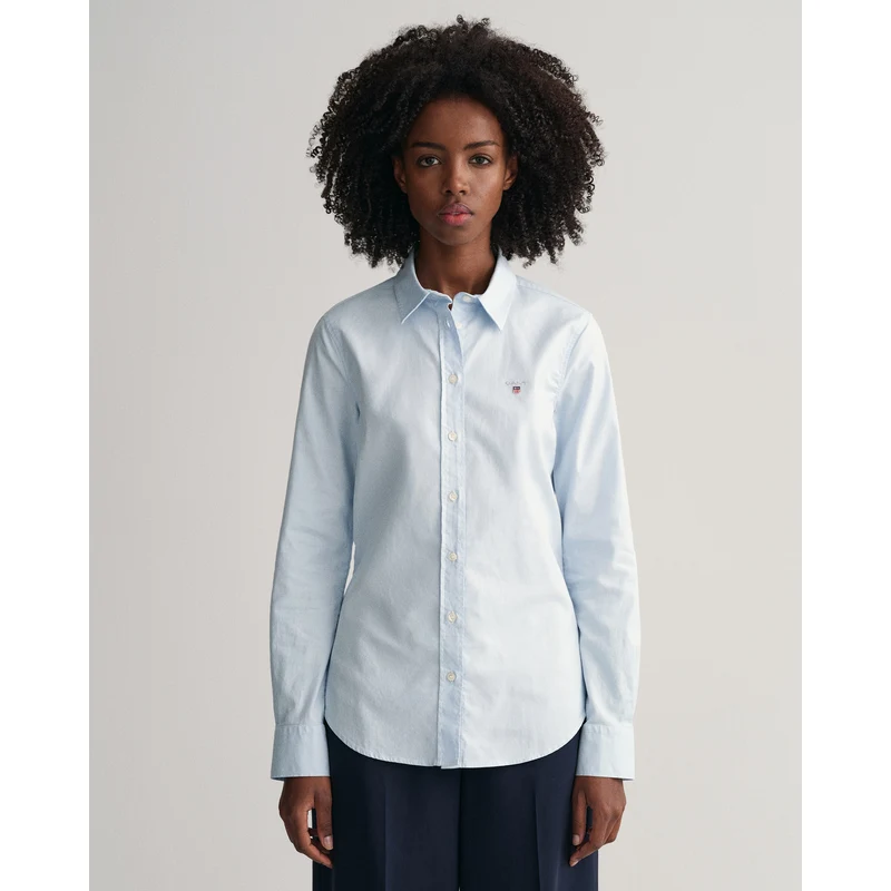 GANT Kadın Mavi Slim Fit Düğmeli Yaka Oxford Gömlek