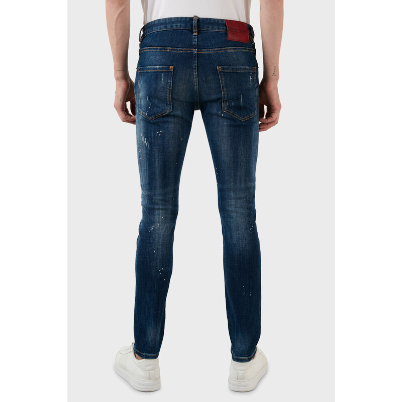 Exxe Yüksek Bel Slim Fit Dar Paça Pamuklu Jeans Erkek Kot Pantolon 629dsk001 Mavi