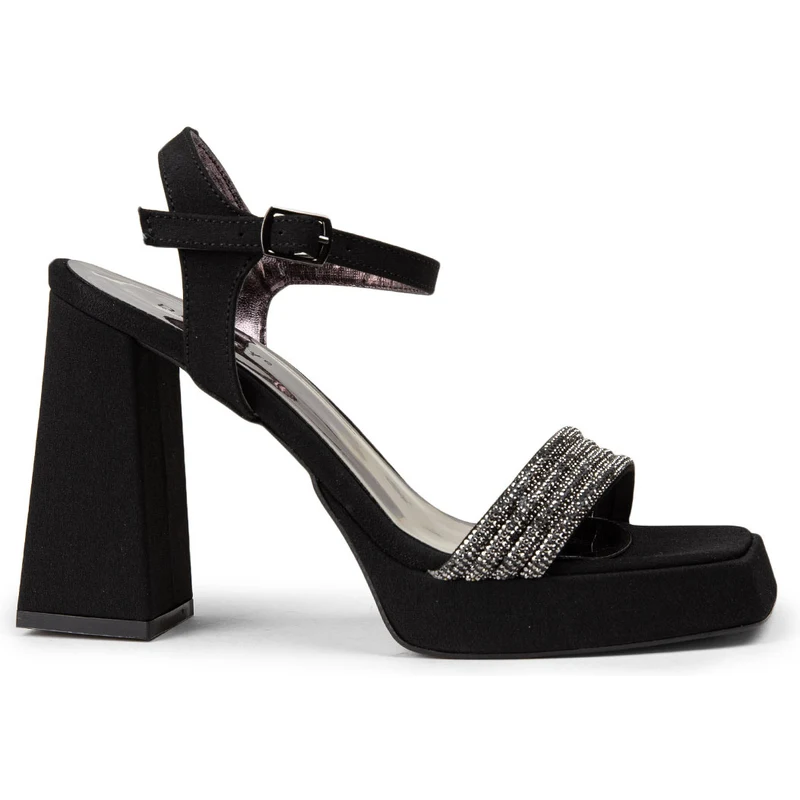 Deery Siyah Platform Topuklu Taşlı Kadın Abiye Ayakkabı K3001ZSYHM01