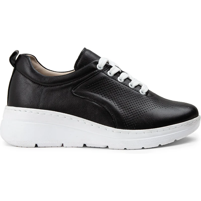Deery Hakiki Deri Siyah Sneaker Kadın Ayakkabı SE480ZSYHP01