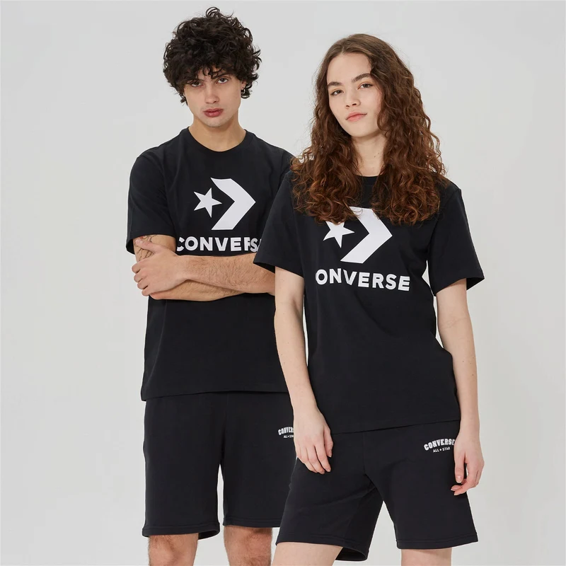 Converse Go-To Star Chevron Logo Unisex Siyah T-Shirt.34-10025458.001