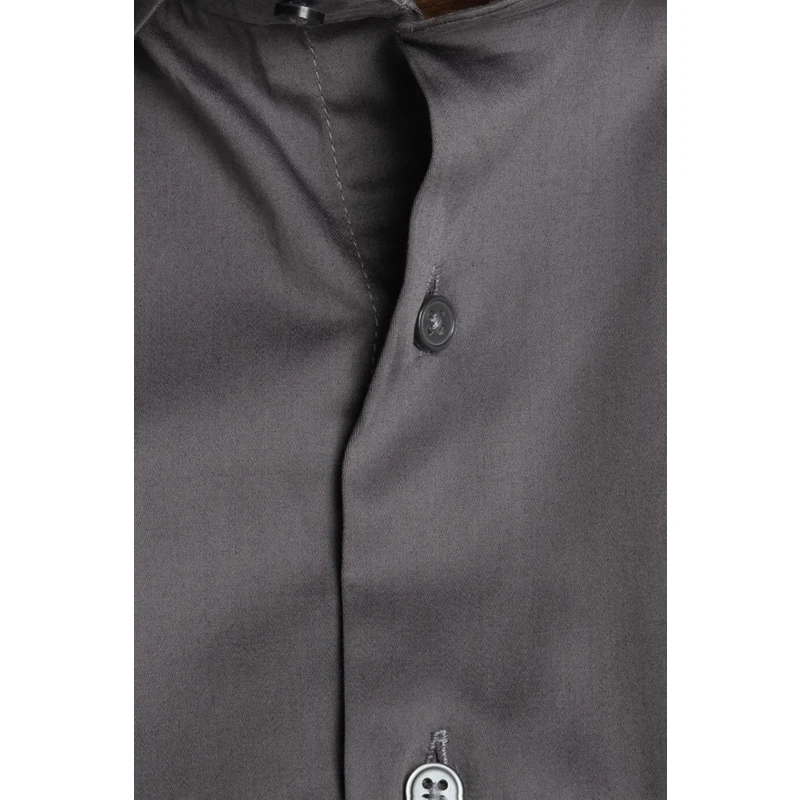 TUDORS Slim Fit Koton Saten Premium Seri Erkek Gri Gömlek RQ9226