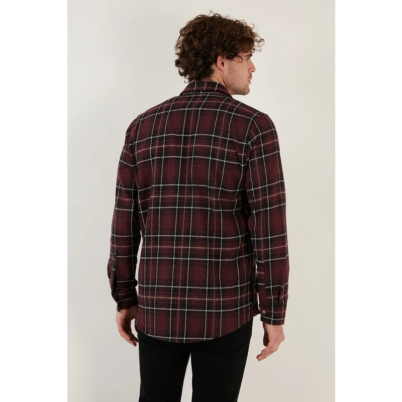 Buratti Ekoseli Çift Cepli Oduncu Kışlık Erkek Gömlek Cf21w112577 Bordo-ekru CQ10088
