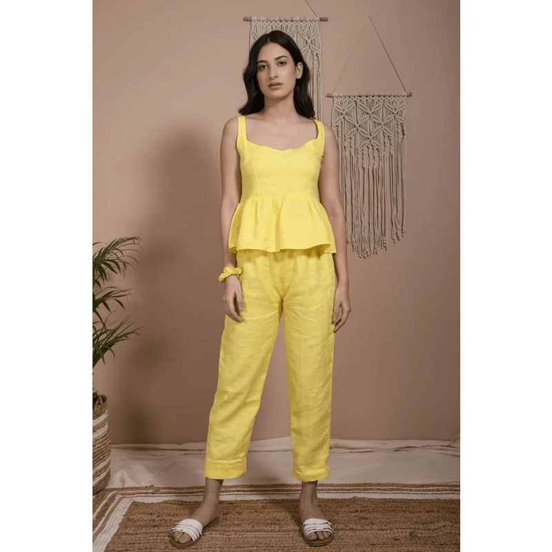 Aroop Linen Set Women - Yellow