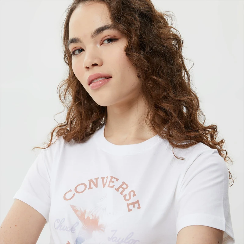 Converse Chuck Patch infill Kadın Beyaz T-Shirt.10025041.102