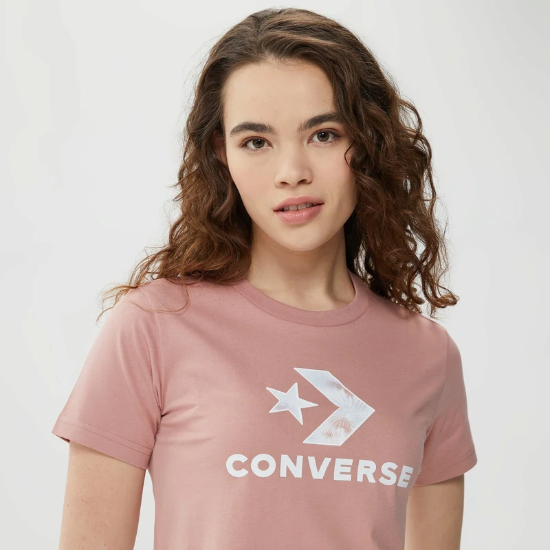 Converse Seasonal Star Chevron Kadın Pembe T-Shirt.10024538.296
