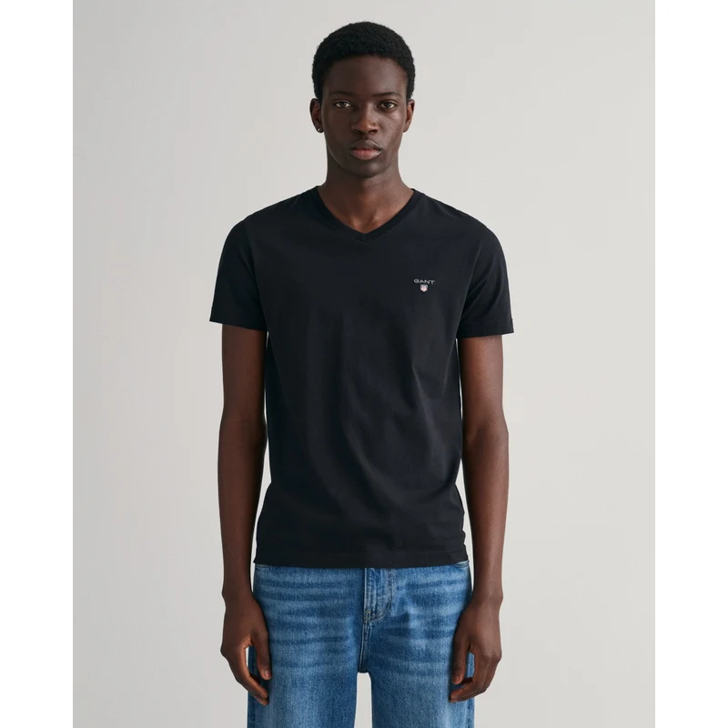 GANT Erkek Siyah Slim Fit V Yaka T-shirt.166-234104.5