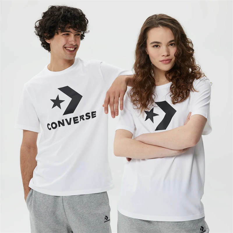 Converse Go-To Star Chevron Logo Unisex Beyaz T-Shirt.34-10025458.102