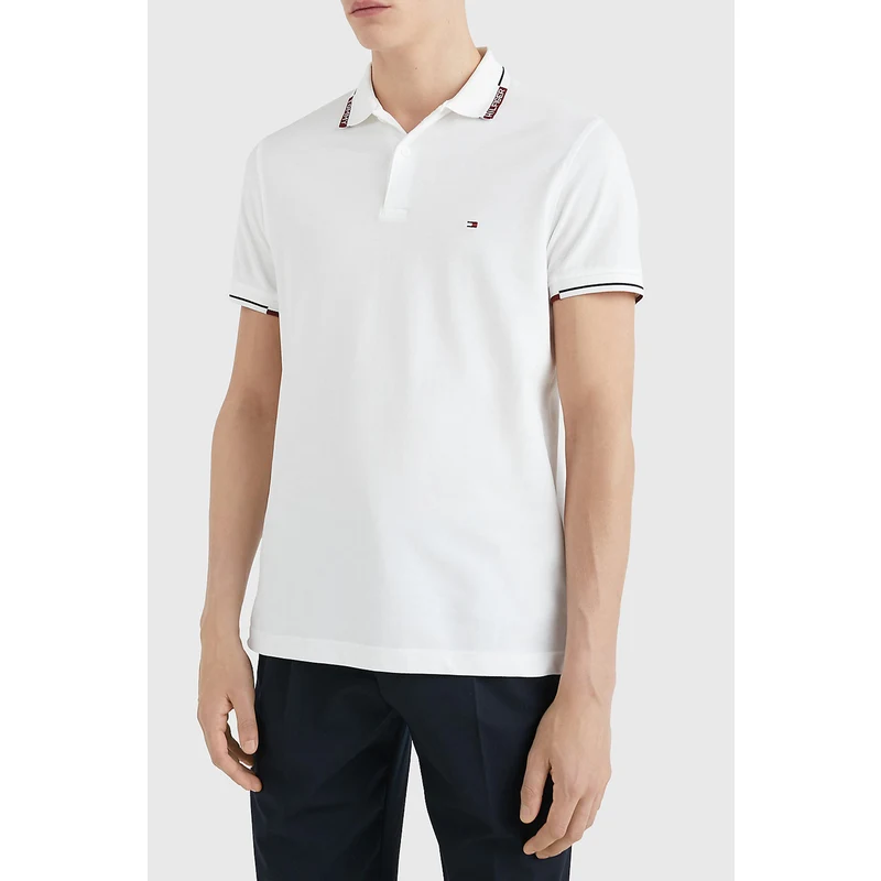 Tommy Hilfiger % 100 Pamuk Regular Fit Düğmeli Erkek Polo T Shirt Mw0mw30774 Ybr Beyaz