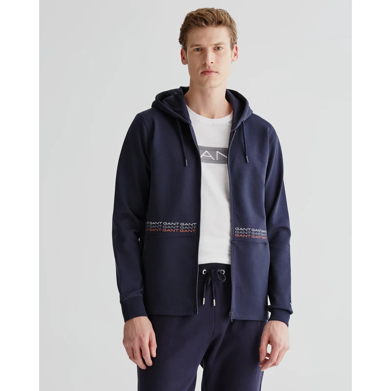 GANT Erkek Lacivert Regular Fit Kapüşonlu Sweatshirt GANT Erkek Lacivert Regular Fit Kapüşonlu Sweatshirt
