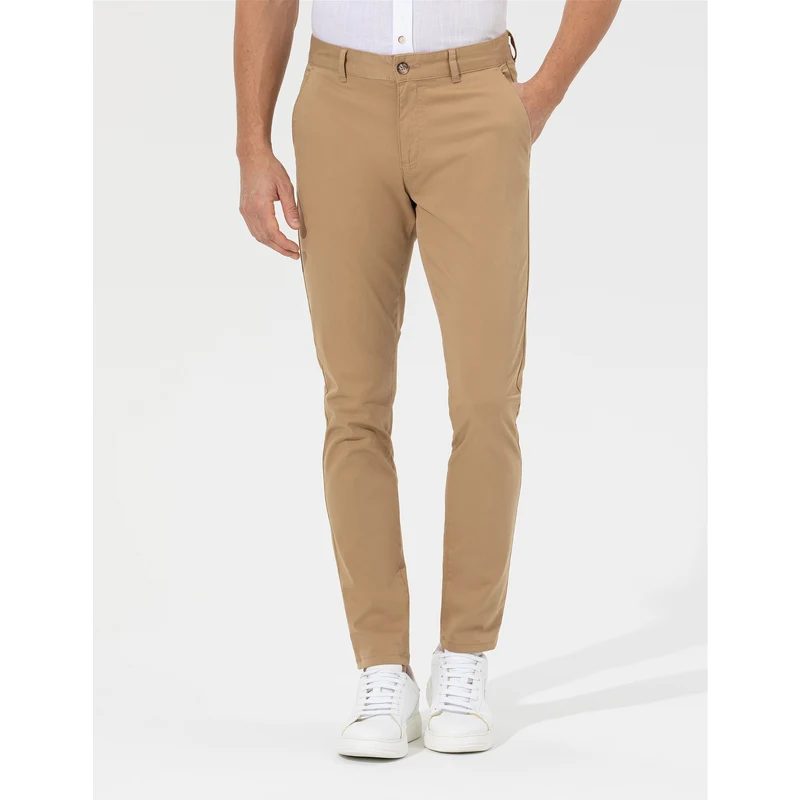 Pierre Cardin Camel Slim Fit Kanvas Pantolon