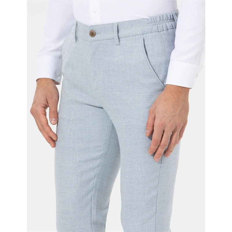 Pierre Cardin Açık Mavi Slim Fit Beli Lastikli Kanvas Pantolon